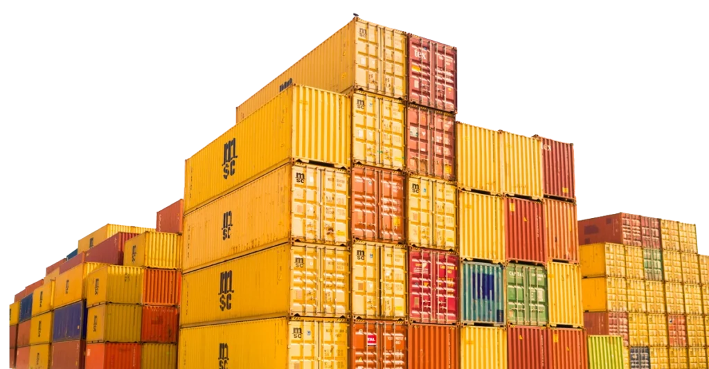 Hundreds of yellow containers in the UAE for Customs clearance