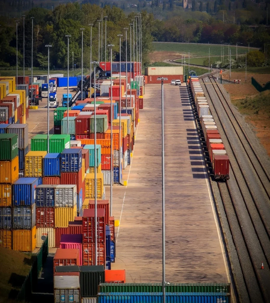 A yard of hundreds of containers in the UAE for Customs clearance