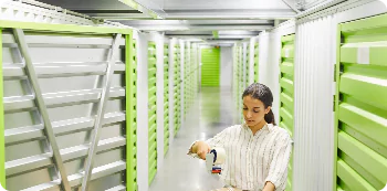 Climate-controlled self storage units in Dubai with organized shelving and temperature control