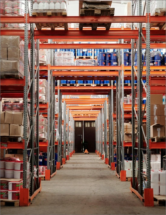 Self storage in Dubai facility with organized racking and warehouse management systems by Green Sky Logistics